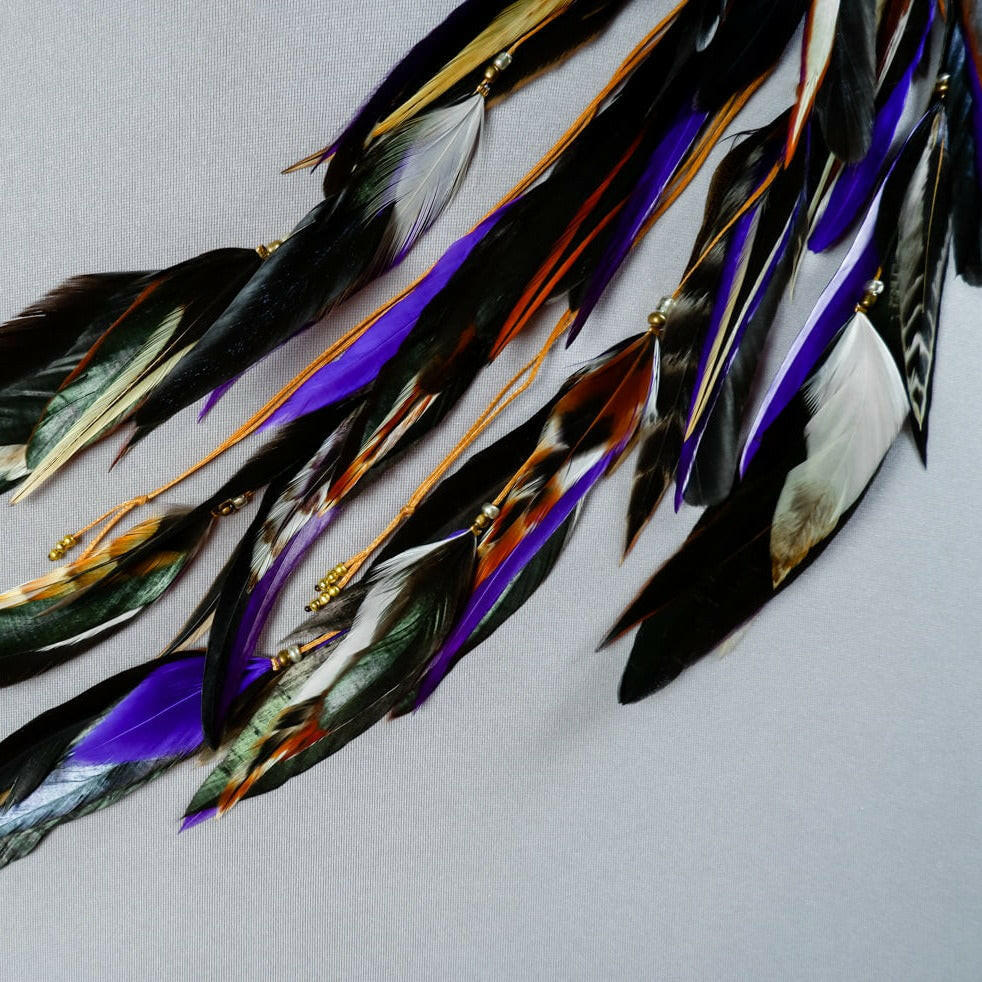 Feather Headband Purple Black White