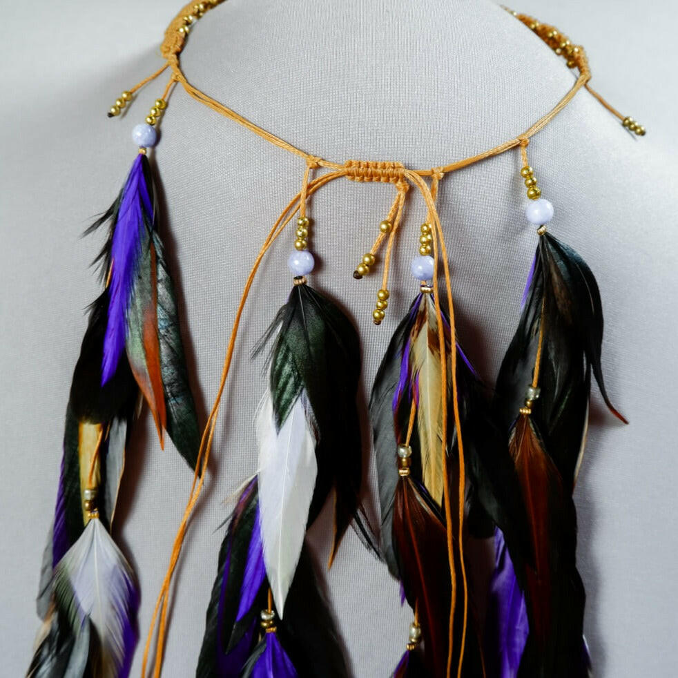 Feather Headband Purple Black White
