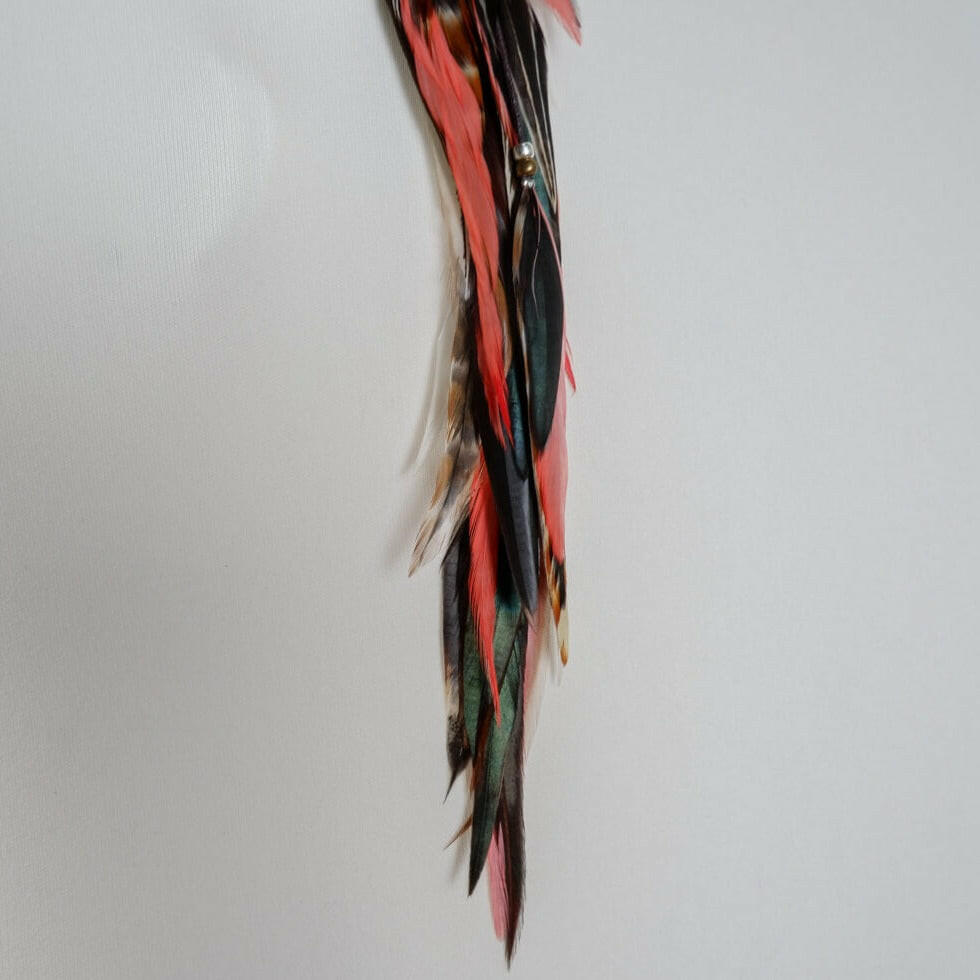 Coral Brown Striped Feather Hair Clip.