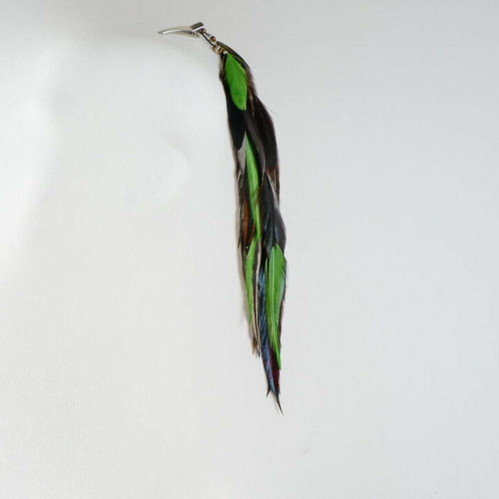 Green Black Brown Feather Clip.