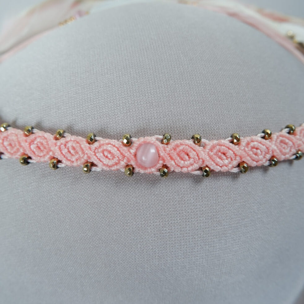 Feather band with pink and white colours