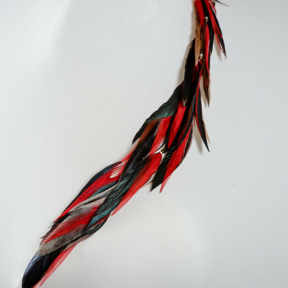 Feather hair clip red and black