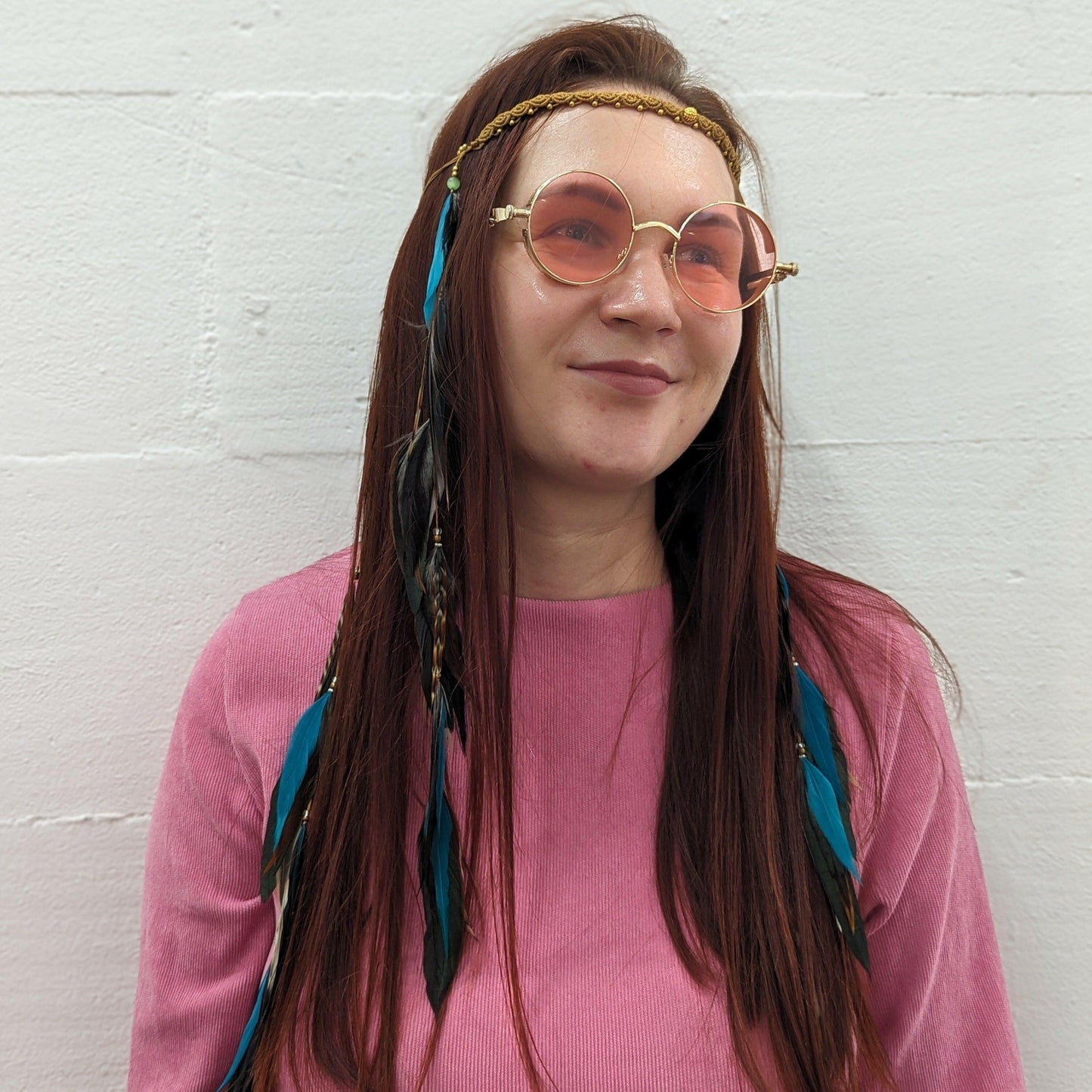 Feather Headband Purple Black White