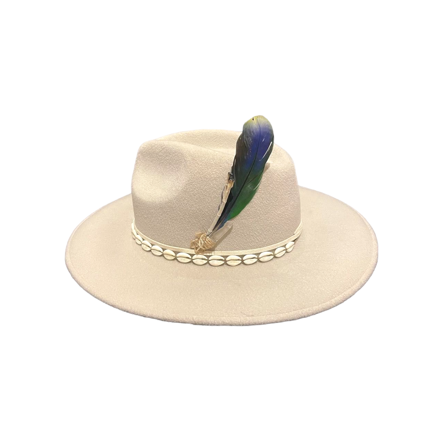 Light Grey Fur Felt Fedora Hat With Feather