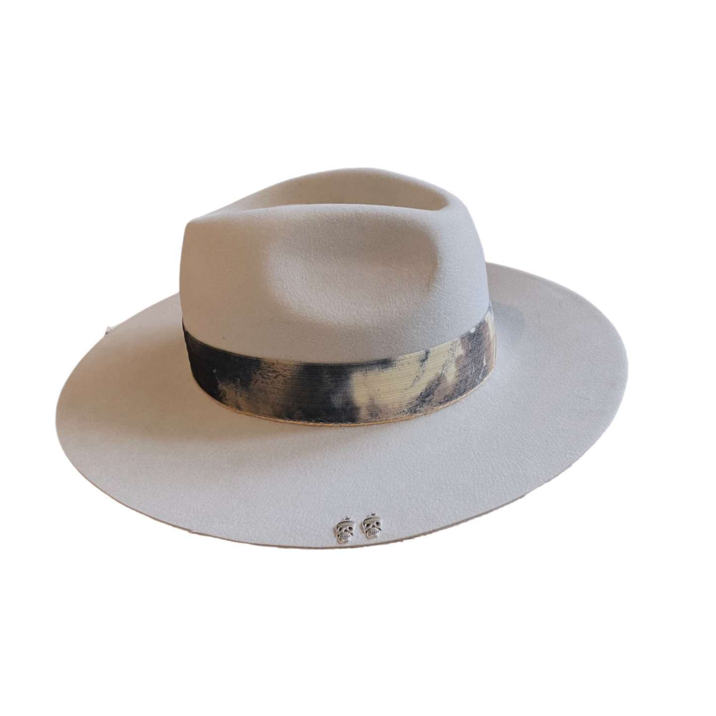 Light Blue Fedora Hat with a Skull