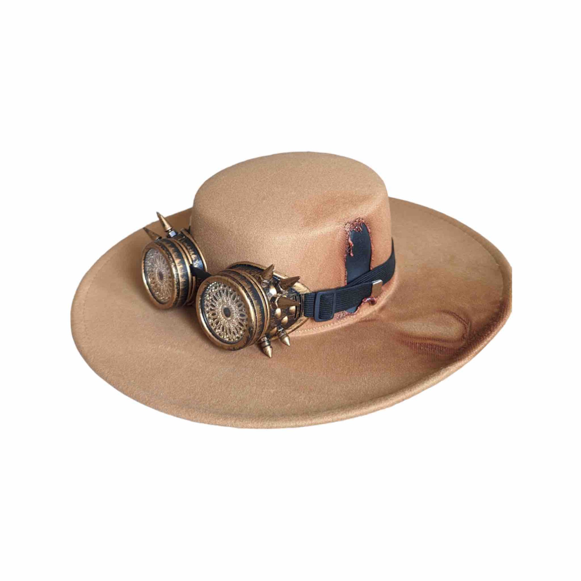 Brown Steam Punk Hat with Glasses