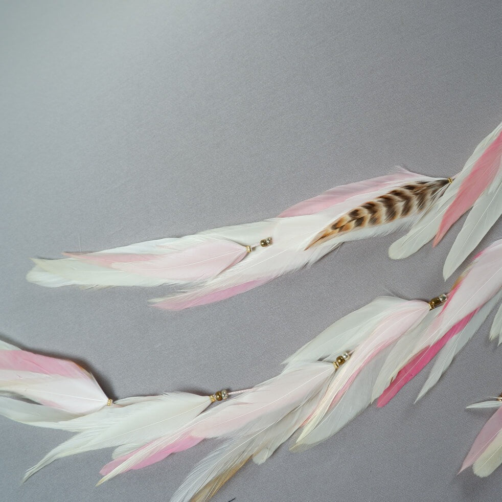 Feather Headband Pink White