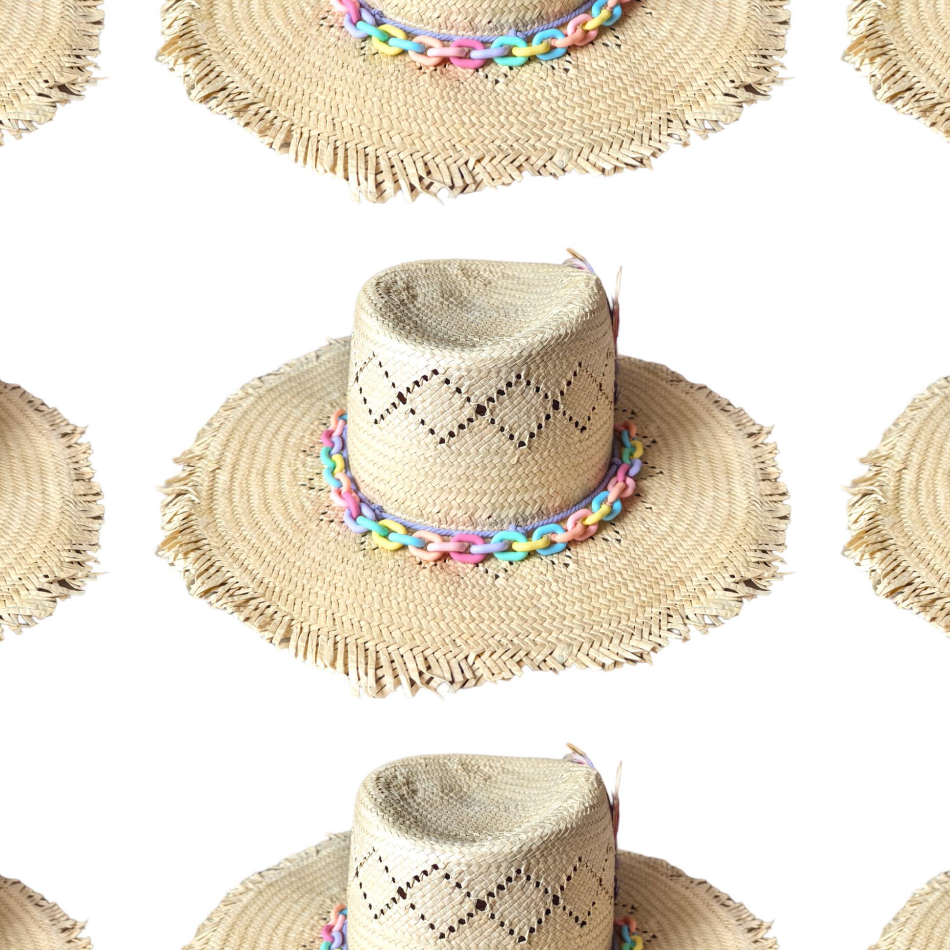 Straw Fedora  hat with a wide brim and a colour ribbon band. Perfect for sunny days and stylish outdoor occasions