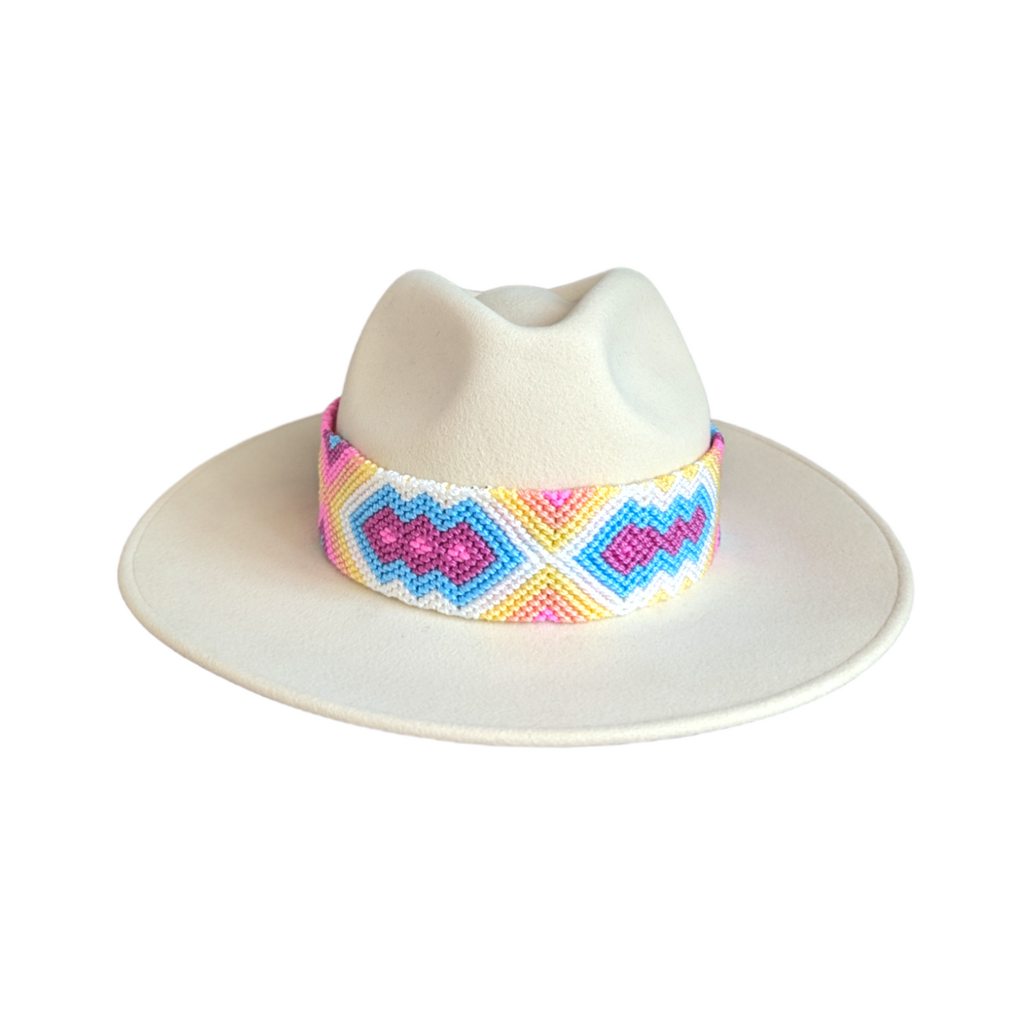 Off-White Fedora Hat with Embroidery