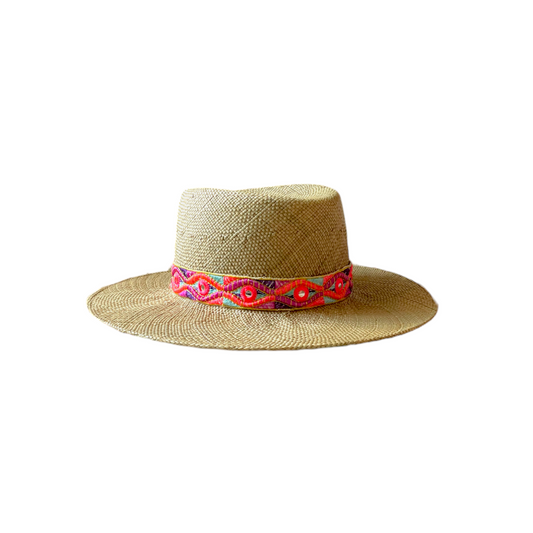 Natural Fedora Straw Hat With Bright Band