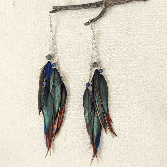 Black Onyx Feather Earrings